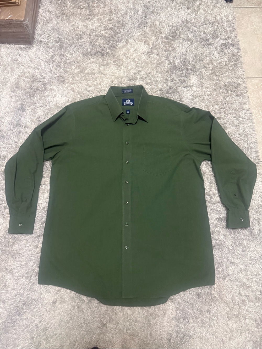Stafford Dark Green Long Sleeve Dress Shirt